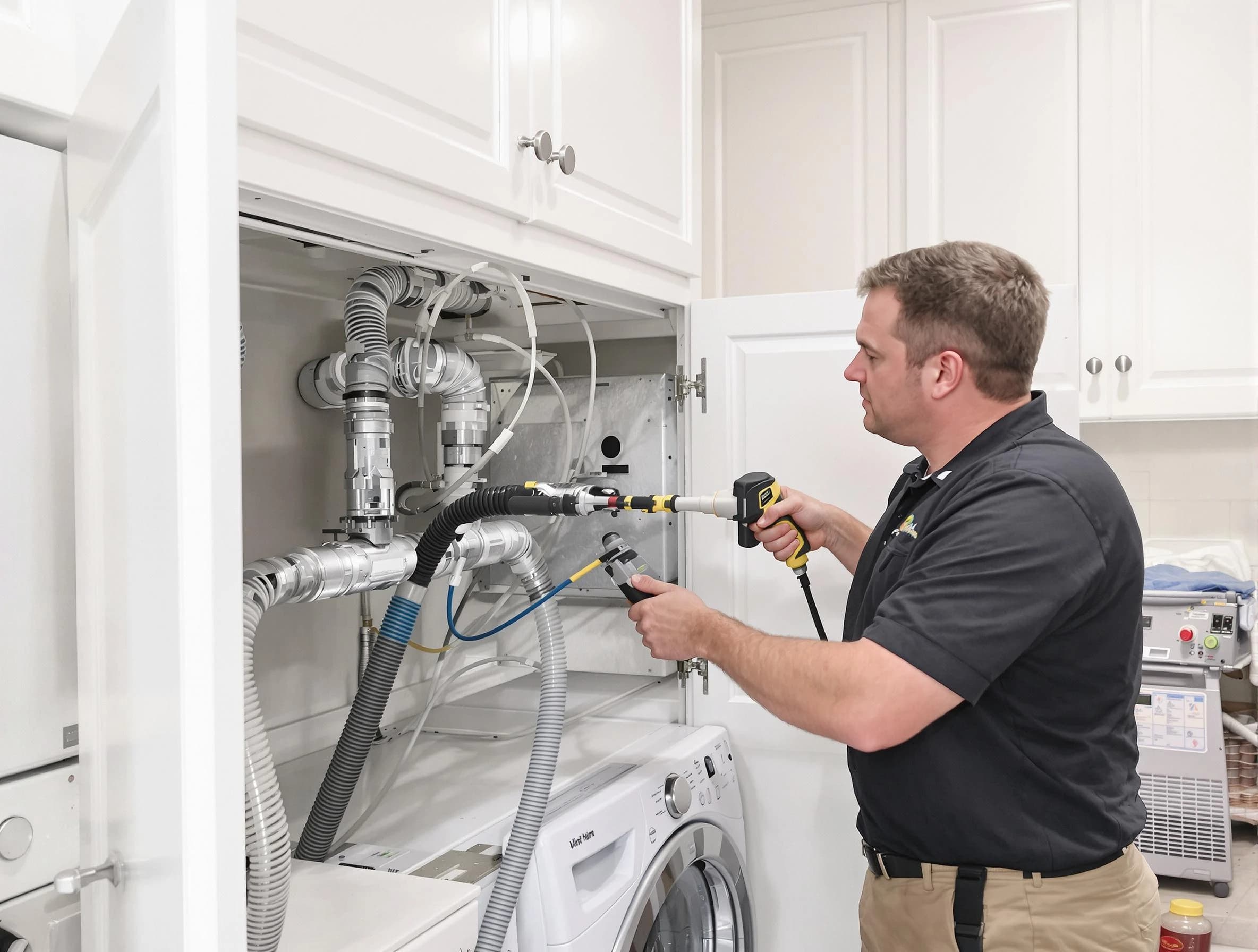 Ontario Dryer Vent Cleaning professional removing severe blockage from a clogged dryer vent in Ontario