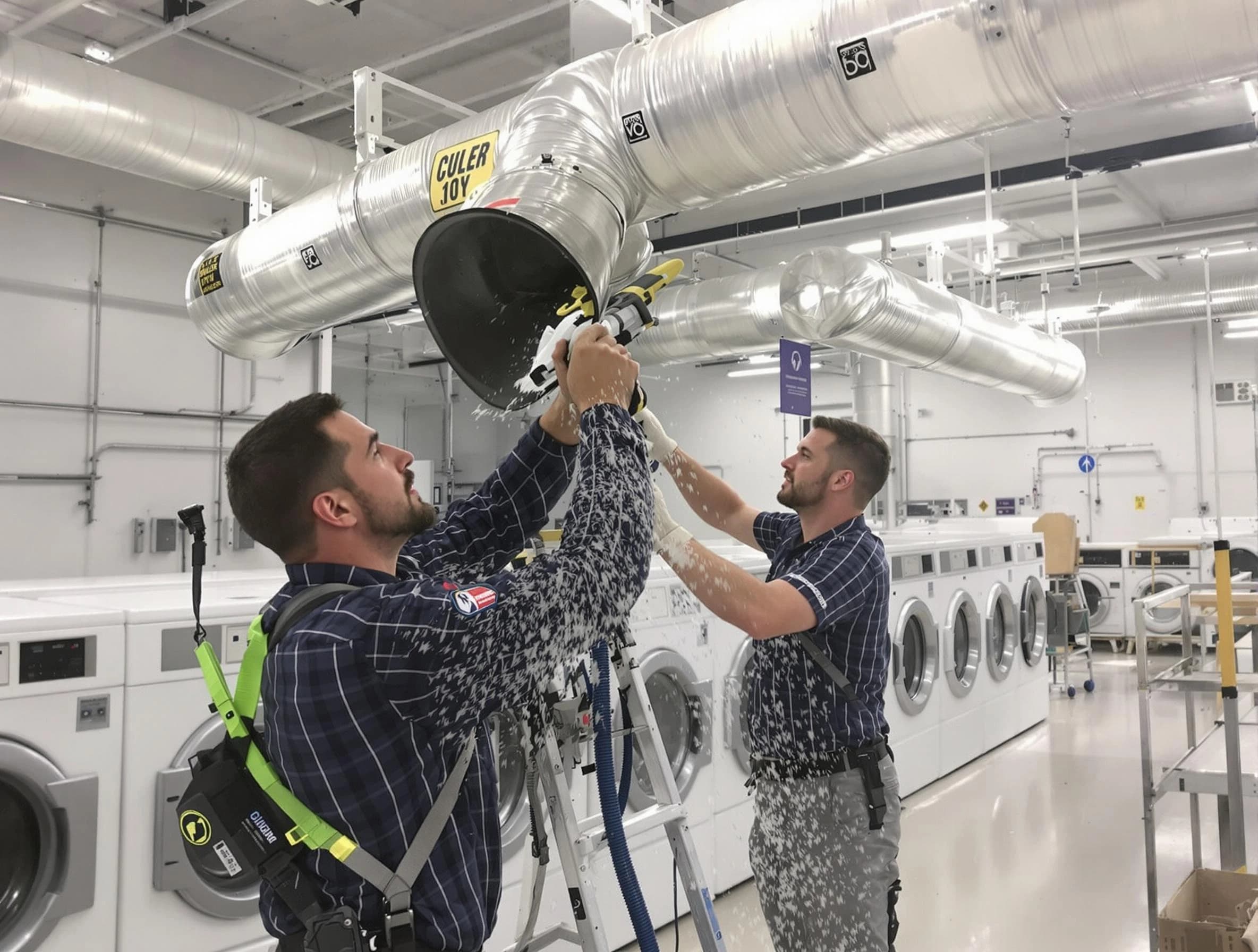Ontario Dryer Vent Cleaning team performing large-scale commercial dryer vent cleaning in Ontario