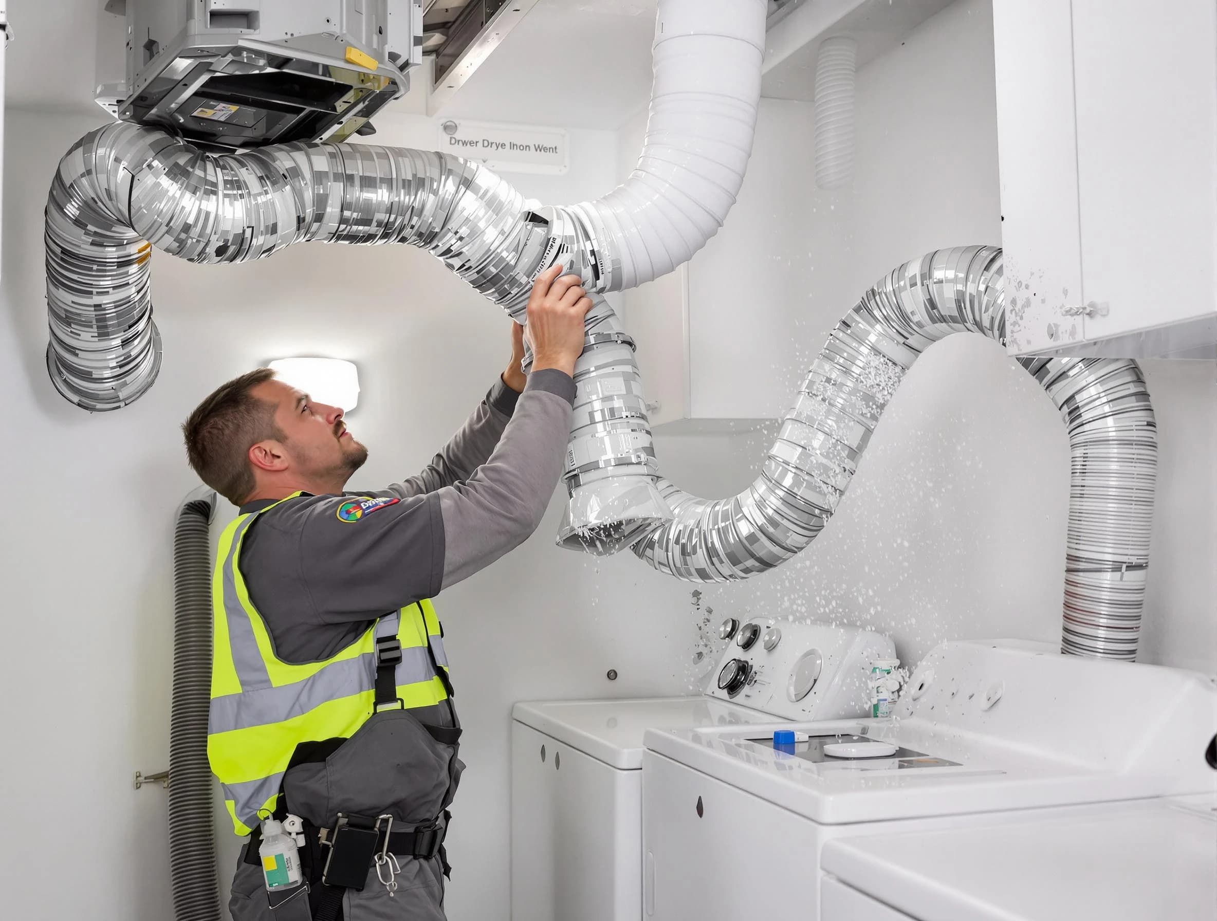 Ontario Dryer Vent Cleaning technician performing detailed dryer exhaust vent cleaning at a home in Ontario