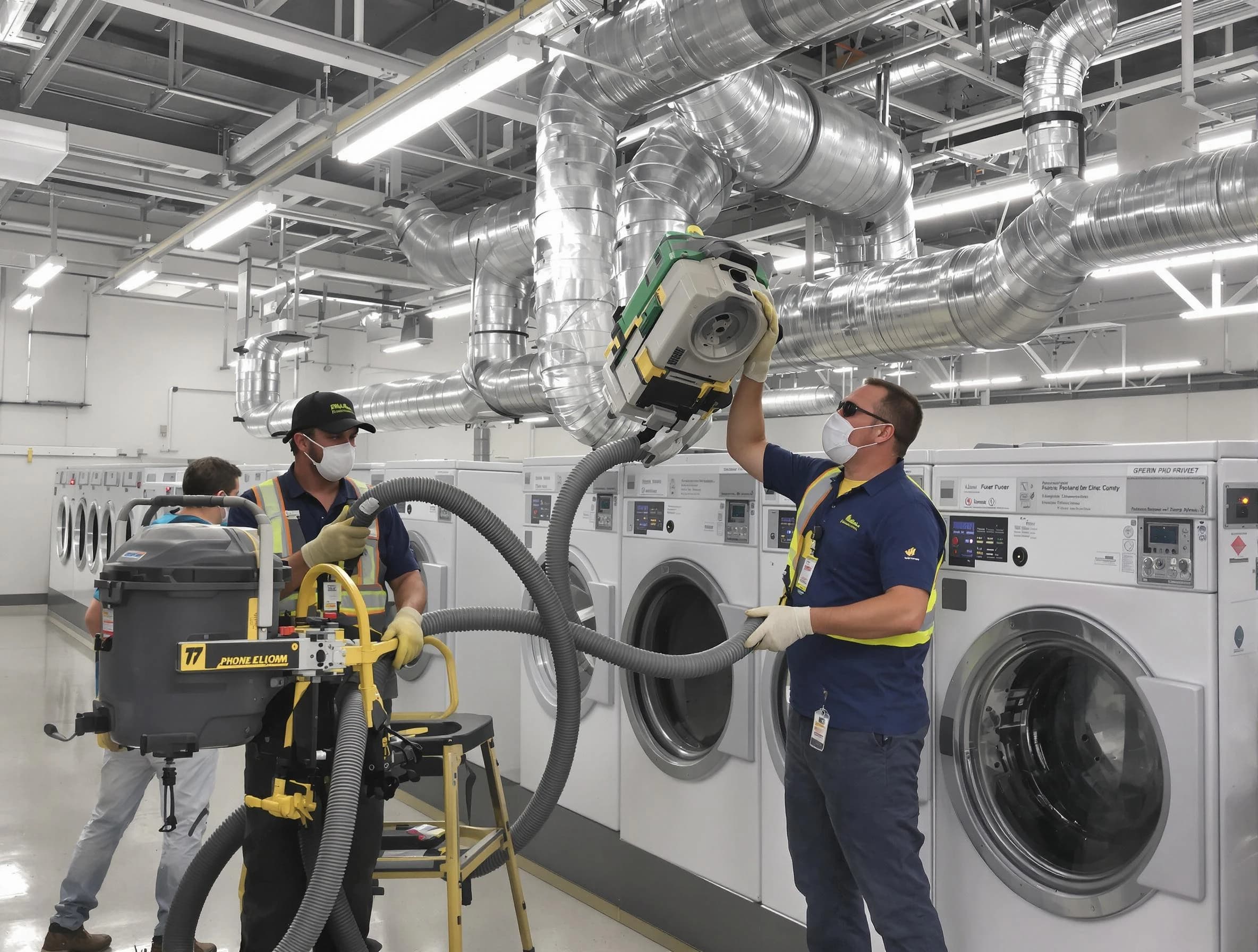 Ontario Dryer Vent Cleaning team cleaning large-scale industrial dryer vent systems at a facility in Ontario