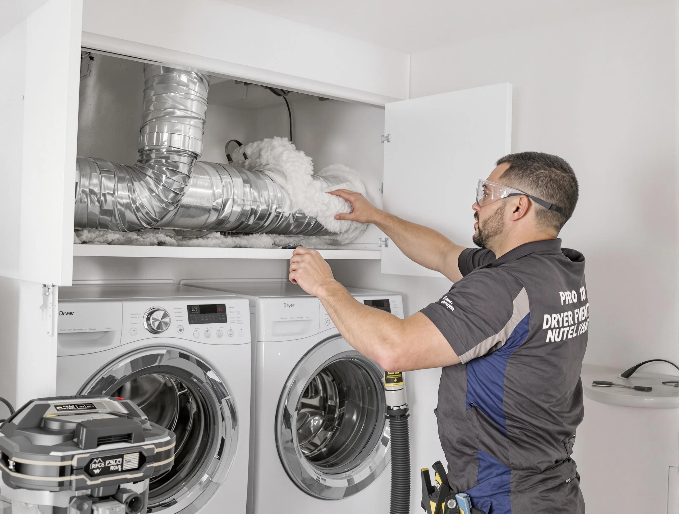 Ontario Dryer Vent Cleaning certified technician performing specialized gas dryer vent cleaning in Ontario
